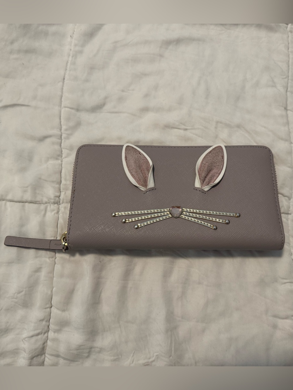 Kate Spade Hop To It Rabbit Neda Wallet Nouveaux Neutral WLRU3200